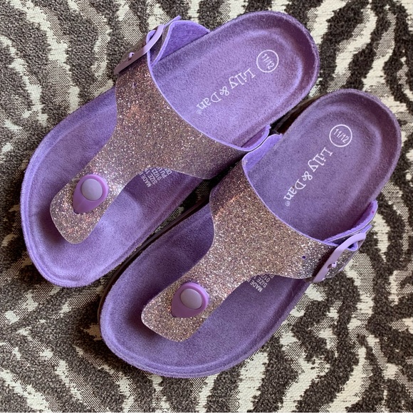 Lily & Dan—Purple Sparkle Glitter T-Strap Buckle Sandals (Size 11/12) - Picture 2 of 6